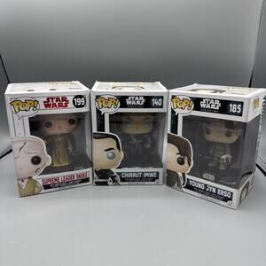 Funko Pop! Star Wars Lot Of 3 Snoke 199, Chirrut Imwe 140, Young Nun Erso 185